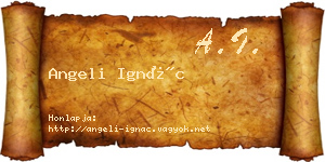Angeli Ignác névjegykártya